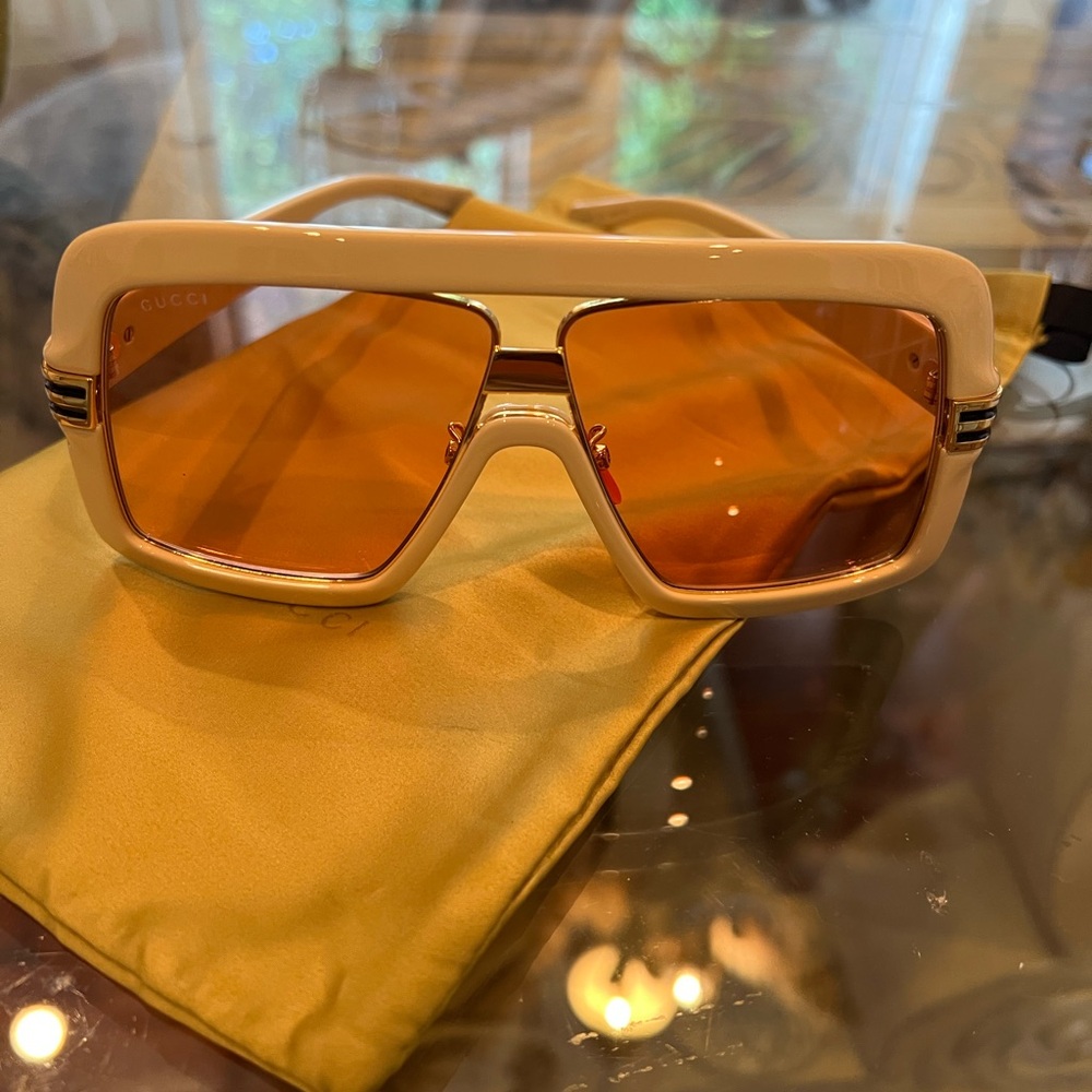 Gucci Ivory Sunglasses with Amber Lenses